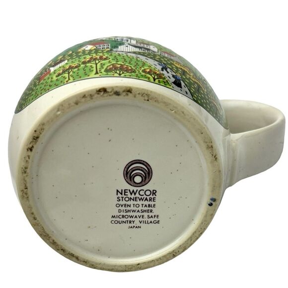 Newcor "Country Village" Stoneware Water Pitcher Vintage Made In Japan 70s 6” - Picture 6 of 6